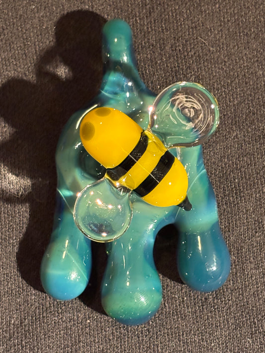 Honeycomb drippy pendant with bee